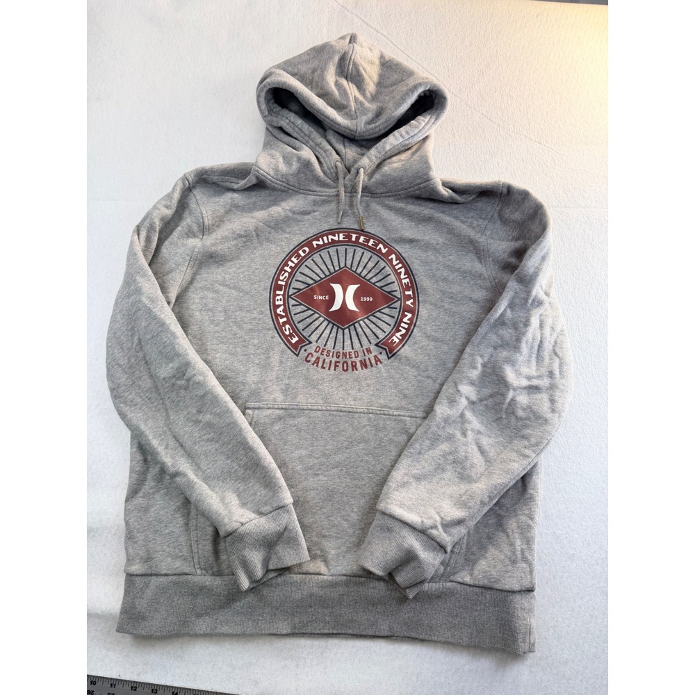 Hurley Mens Gray Graphic Hoodie Pullover California Est 1999 Large